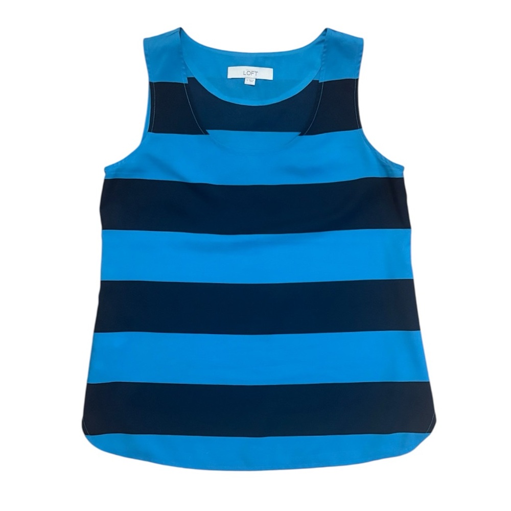 Loft turquoise and navy blue striped shell tank top, Small